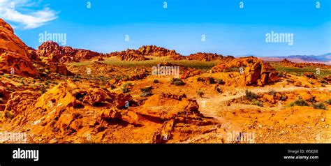 The Bright Red Aztec Sandstone Rock Formations In The Valley Of Fire State Park In Nevada Usa