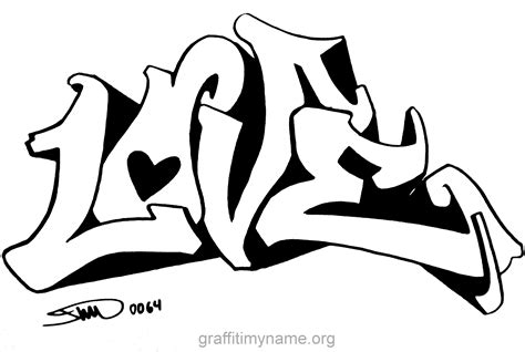 Love in Graffiti Coloring Page - Free Printable Coloring Pages