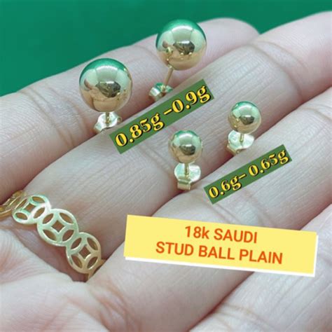 Cod Pawnable K Saudi Gold Plain Stud Ball Earring Shopee Philippines