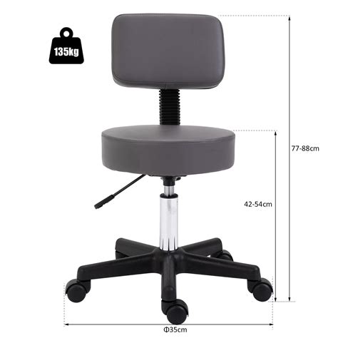 HOMCOM Tabouret massage à roulettes réglable en hauteur pivotant