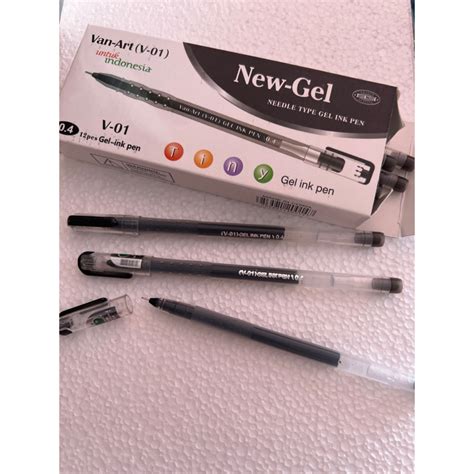 Jual 12 PCS 1 LUSIN PULPEN NEW GEL VAN ART V 01 HITAM 0 4