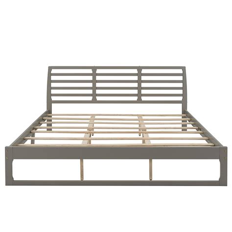 King Size Wooden Bed Frame Simple Modern Design Gray