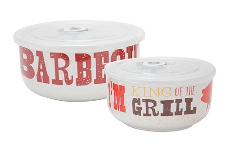 Buy Boston Warehouse Bbq And Grill Souper Bowls With Lids Set Of 2 Online At Low Prices In