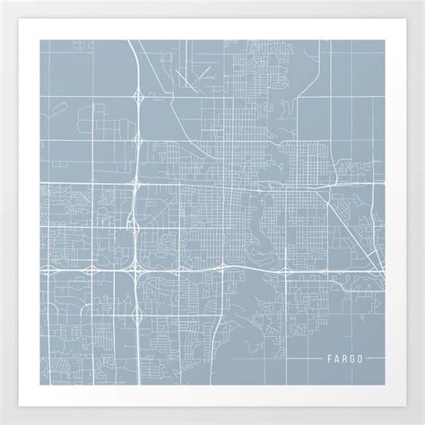 Fargo Map, USA - Slate Art Print by Main Street Maps Color | Society6