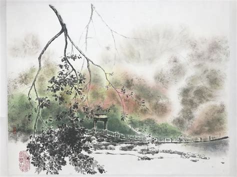 A Village Crossing In Quanzhou China Ink Painting Painting Chinese Ink