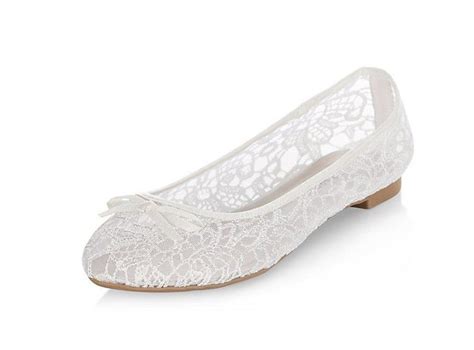 New Look White Bridal Mesh Lace Ballet Pumps Ballet Pumps White