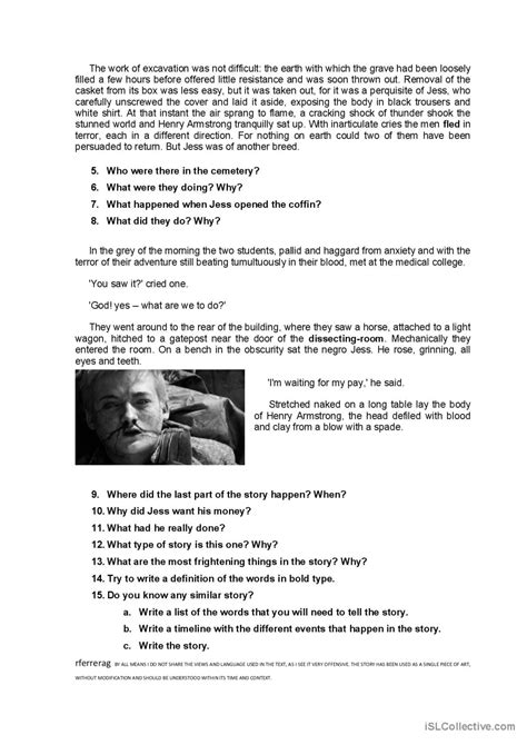 One Summer Night Ambrose Bierce English Esl Worksheets Pdf And Doc