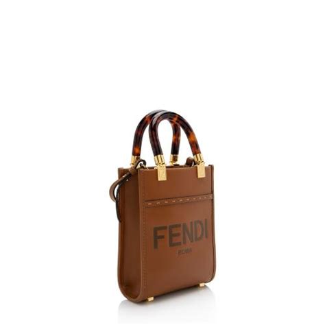 Fendi Leather Sunshine Mini Shopper Tote