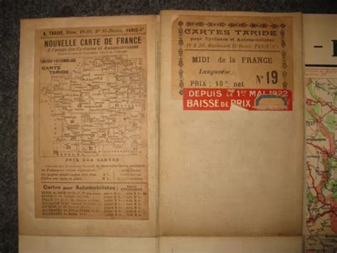 CARTE ROUTIÈRE ANCIENNE toilée TARIDE N19 MIDI DE LA FRANCE LANGUEDOC