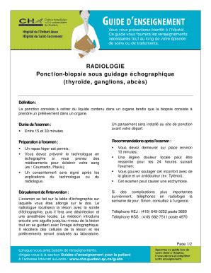 Remplissable En Ligne Ponctionbiopsie Sous Guidage Chographique Fax