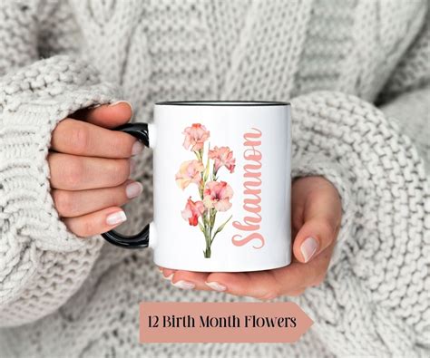 Custom Birth Month Flower Mug Birth Flower Coffee Cup Personalized