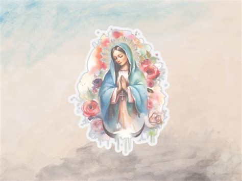 Virgen De Guadalupe Sticker Virgin Mary Decal With Flower Sticker For Car Catholic T Vinyl