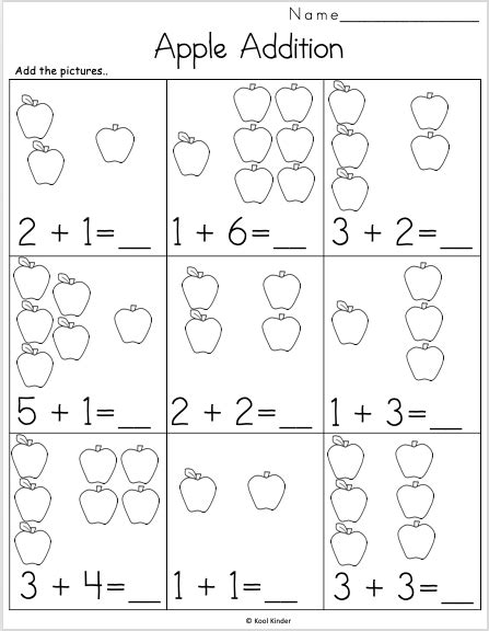 Free Fall Math Worksheet for Kindergarten - Apple Addition | Made By Teachers