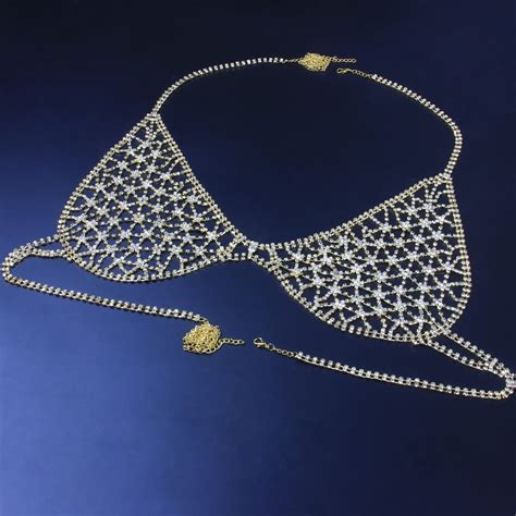 Kristall Strass Körper Kette Dessous Bikini BH Tanga Set Etsy