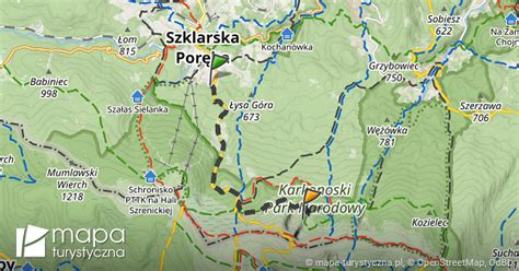 Trasa przez Schronisko Pod Łabskim Szczytem mapa turystyczna pl