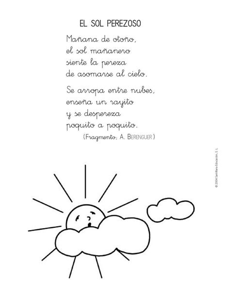 El sol perezoso Poemas infantiles Poesía para niños Letras de