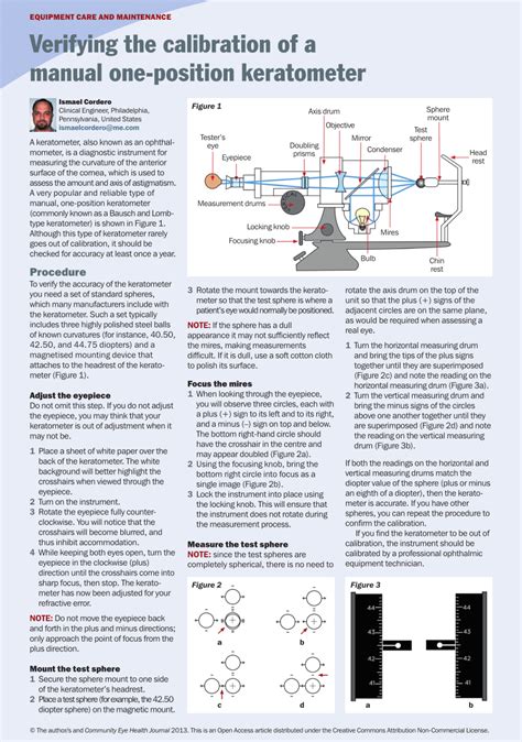 (PDF) Verifying the calibration of a manual one-position keratometer