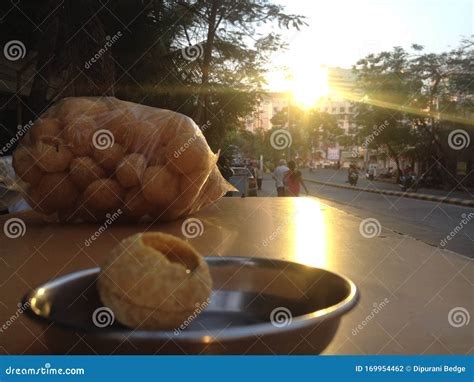 Pani Poori Plate with Pack of Pani Poori on Road Stock Photo - Image of indian, culture: 169954462