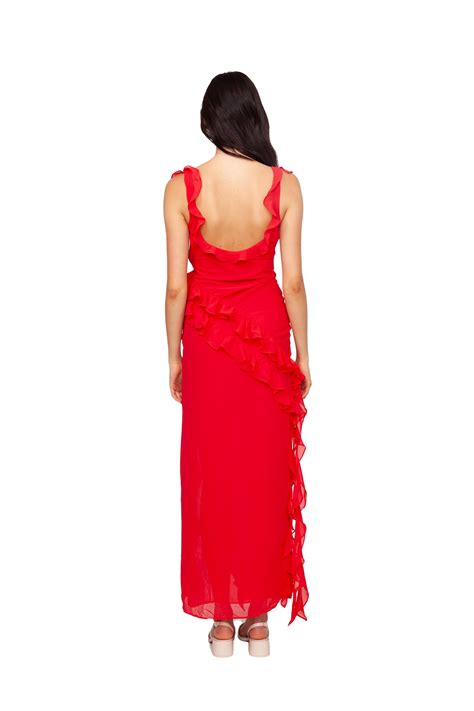 Ariela Ruffle Maxi Dress Red The Dress Room