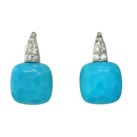 Pomellato Capri Earrings In 18K Diamonds And Turquoise UFO No More