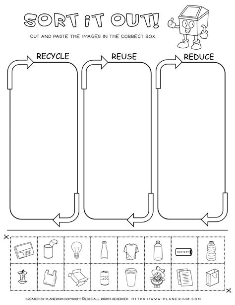 Recycling Sorting Activity Worksheet