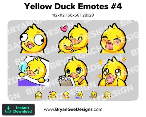 Yellow Duck Twitch Emotes Facepalm Thinking Uno Reverse KEKW Gasp Big