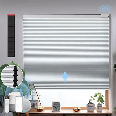 Ugoods Motorized Cellular Shades Free Solar Panel Blackout Shades Smart Blinds