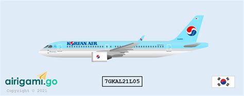 7g Korean Air 1984 Cs Airbus A220 300 7gkal21l05 Papier Avion