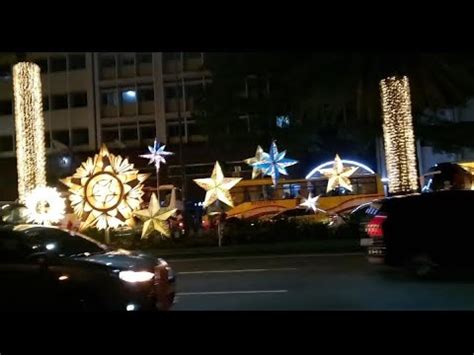 Walking Tour At Night Along Ayala Avenue Light Show Ayala Triangle