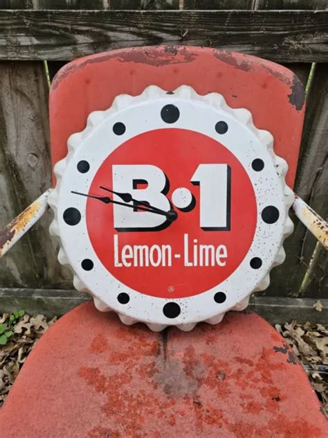 Vintage B 1 Lemon Lime Soda Clock 19” Round Bottle Cap Tin Sign Old Original £316 64 Picclick Uk