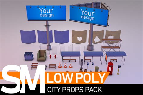 Low Poly City Props 3d 外观 Unity Asset Store