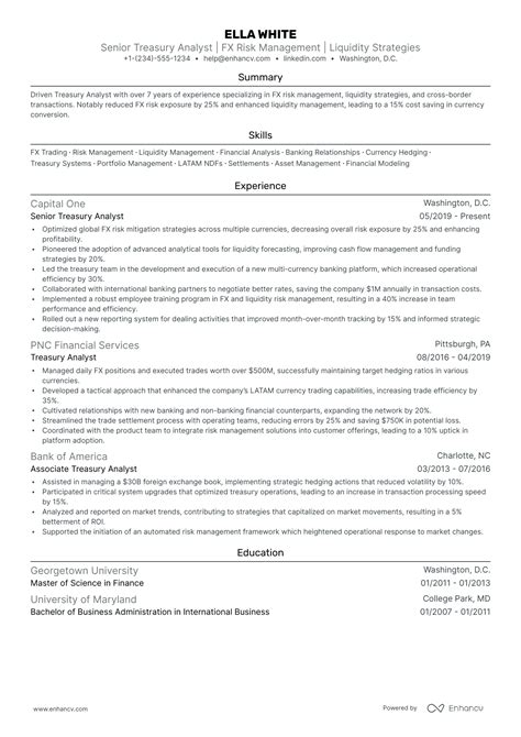 5 Treasury Manager Resume Examples Guide For 2024