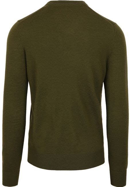 Suitable Merino Pullover V Hals Olijfgroen Mri V Kl Olive