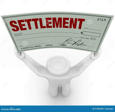 Man Holding Big Settlement Check Agreement Money Royalty Free Stock