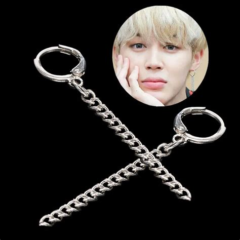 1 Piece Kpop Fans Punk Style Tassel Earrings For Men Women Korea Bts