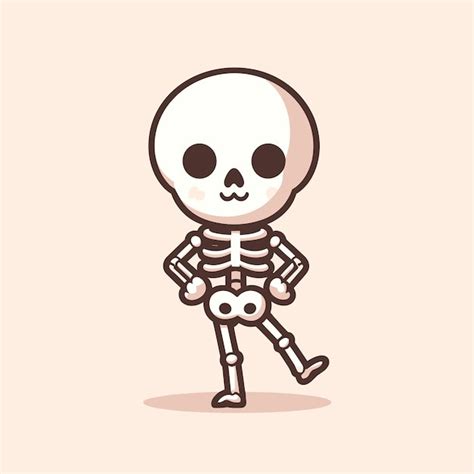 Lindo esqueleto de Halloween posando icono Vector Ilustración Lindo