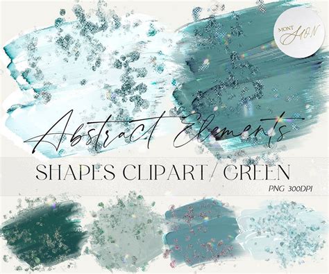 Green Mint Abstract Clipart Greenminttone Downglitterbrushstroke