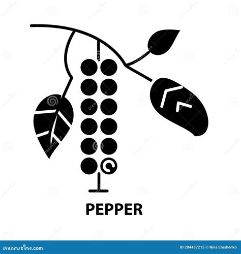 Pictogram Van Peper Symbool Zwarte Vectorteken Met Bewerkbare