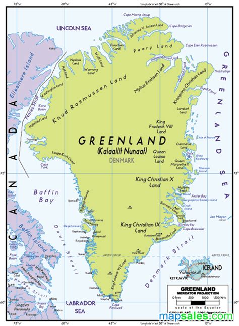 Greenland Political Wall Map By Graphiogre Mapsales