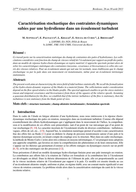 PDF Caractérisation stochastique des contraintes dynamiques subies