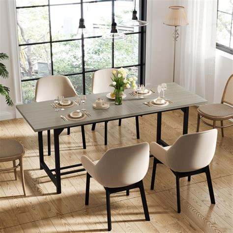 MARNUR Extendable Dining Table, 78.75" Modern Style Large Kitchen Tabl