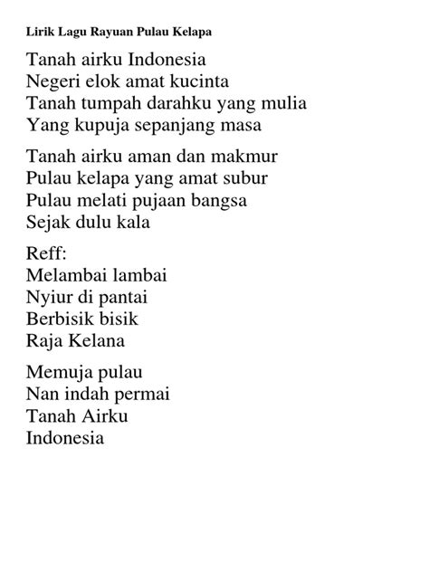 Lirik Lagu Rayuan Pulau Kelapa | PDF