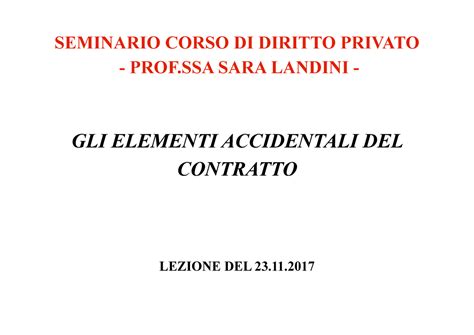 Elementi Accidentali Del Contratto V SEMINARIO CORSO DI DIRITTO