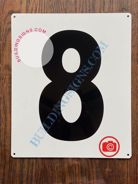 NUMBER 8 SIGN - WHITE (ALUMINUM SIGNS 12x10)- Parking LOT Number Sign