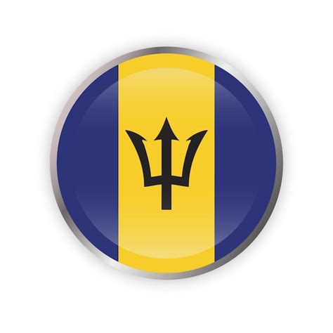 Premium Vector Barbados Flag In Round