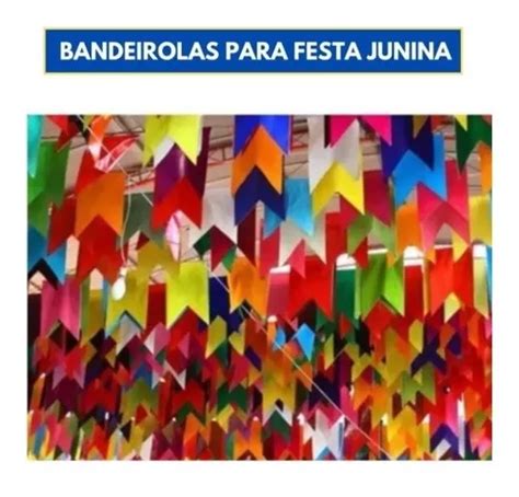 Kit 100 Metros Bandeirinha Montada Festa Junina Papel Seda Frete grátis