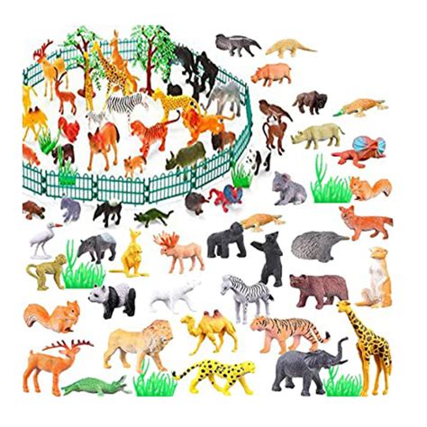 20pcs -Pack of Small Sized plastic Wild Animal Mini Jungle Animals ...