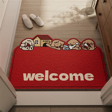 Cartoon Style Household Silk Circle Floor Mats Entry Door Stain