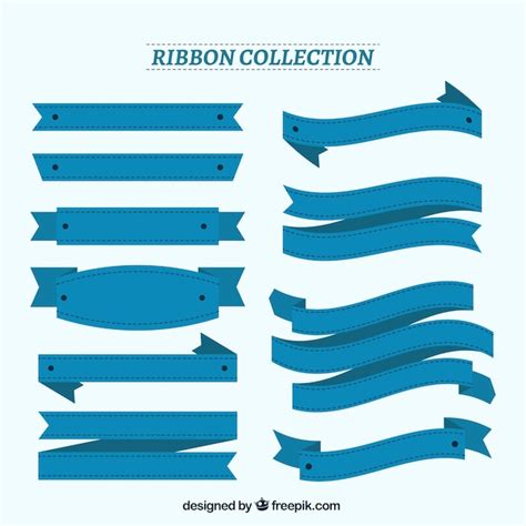 Free Vector Collection Of Blue Vintage Ribbons