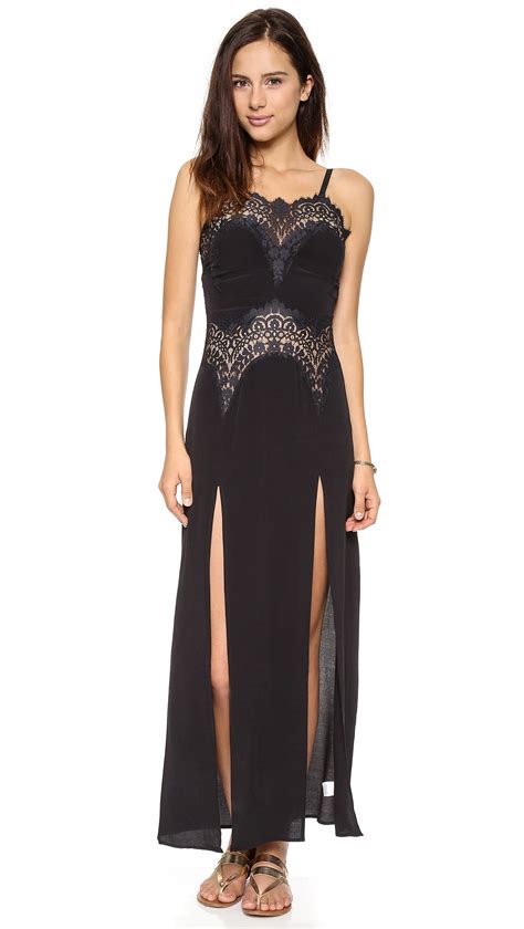 For Love And Lemons Bourbon Lace Maxi Dress Black Lyst